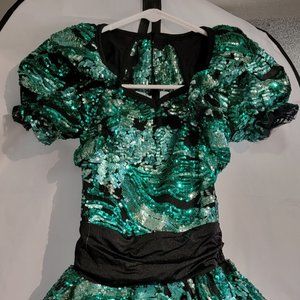 One-Piece Teal Green Sequin Shortie Unitard